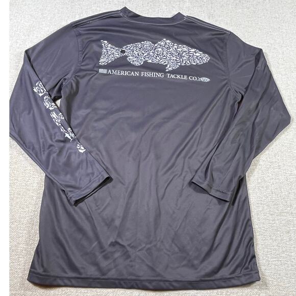 AFTCO Youth XL Gray Long Sleeve Pullover Fishing Performance Graphic Shirt UPF - Picture 2 of 8
